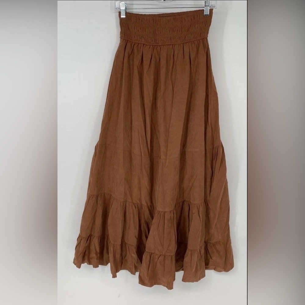 Francesca's Collections Rust High-Low Ruffle Maxi Skirt - Picture 4 of 8